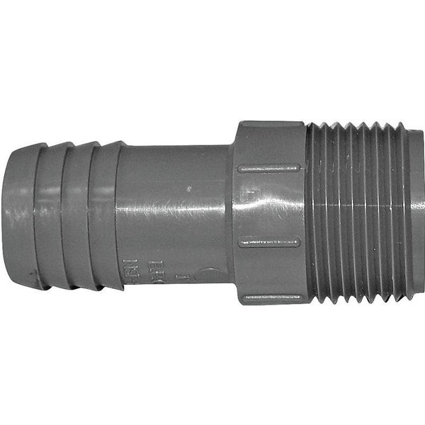 Boshart Pipe Adapter, 1 in, MPT x Insert, Polyethylene, Gray
